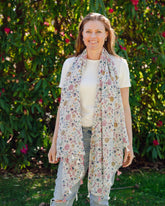 floral scarf, lightweight scarf, summer scar, cottage core scarf, delicate scarf, pretty scarf